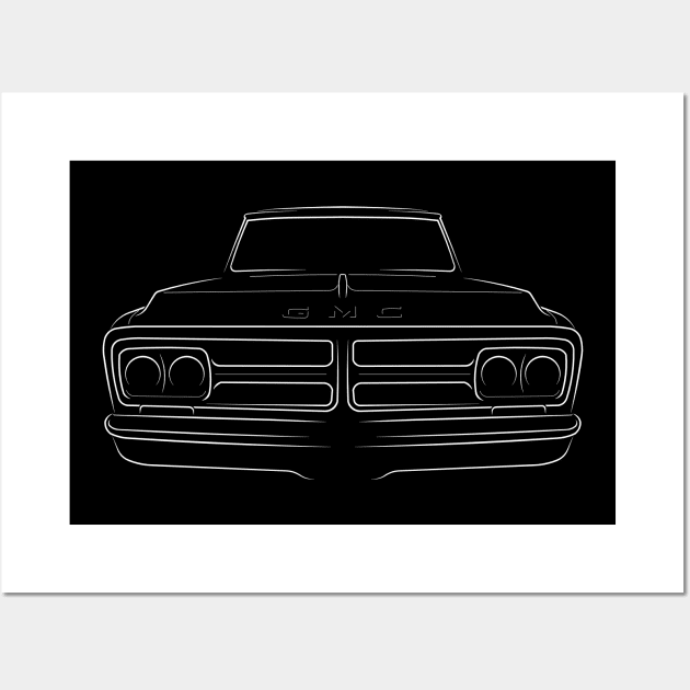 1970 GMC Sierra 1500 - front stencil, white Wall Art by mal_photography